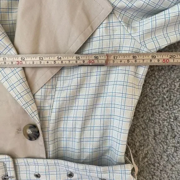 NWT Avec Les Filles Combo Plaid Double-Breasted Trench Coat Sz Medium - Picture 12 of 16